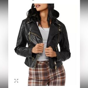 Free People
Harriet Viscose lined black Hooded Moto Jacket Small